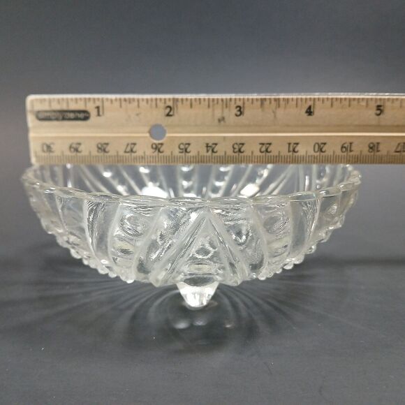 Vintage 4 5/8" Anchor Hocking Clear Boopie Pattern Footed Bowl, Bubble Pattern - Picture 9 of 10